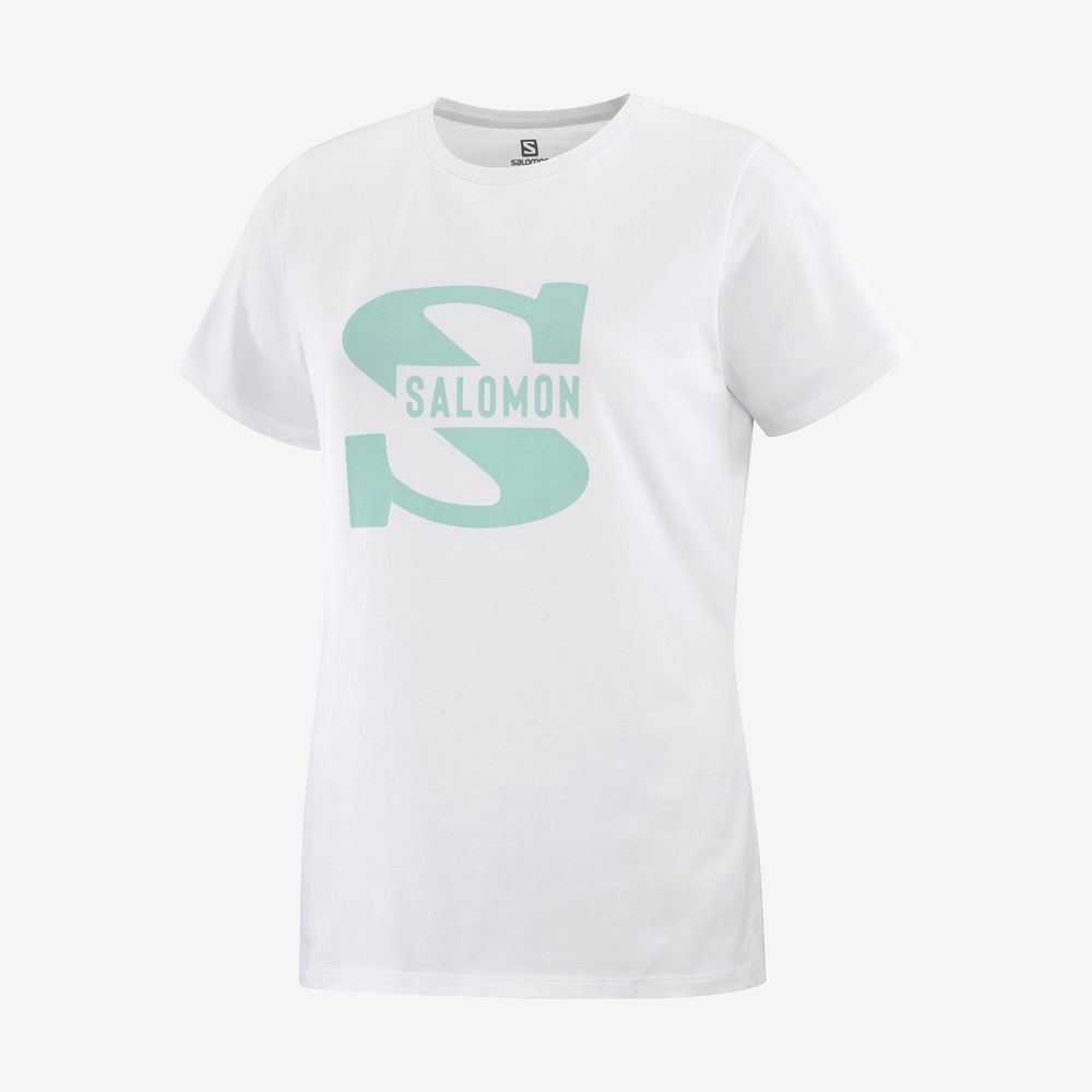 Salomon Singapore Womens T-shirts - OUTLIFE BIG LOGO White | 09154-JMKX